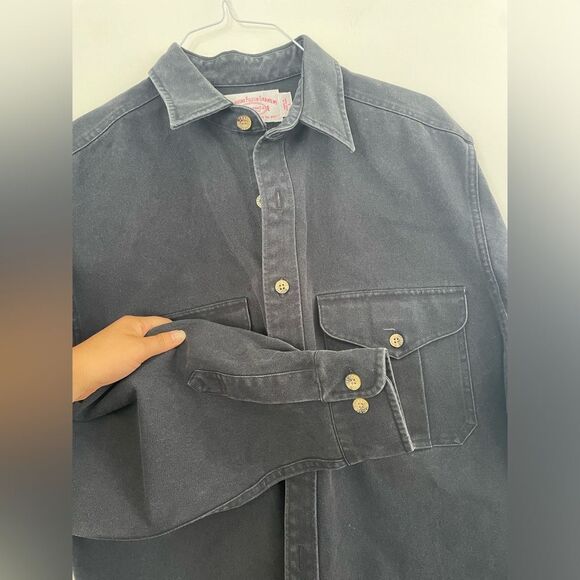 Vintage CC Filson Alaskan Guide Shirt Dark Grey charcoal Twill Mens Sz L - Picture 5 of 13